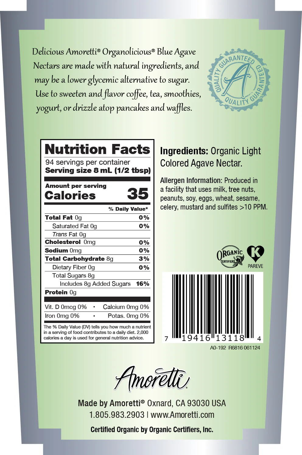 Organic Light Blue Agave Nectar - Image 2
