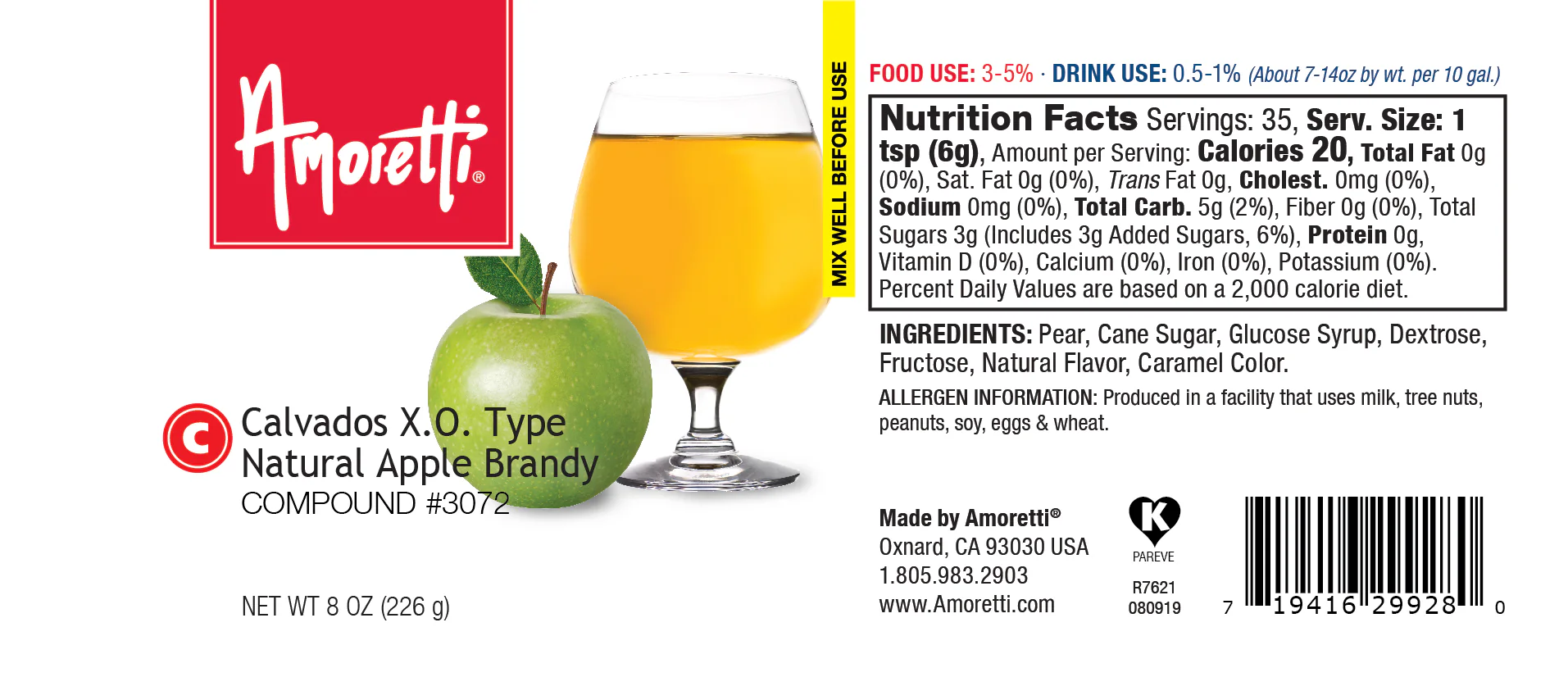 Calvados X.O. Type Natural Apple Brandy Compound - Image 2