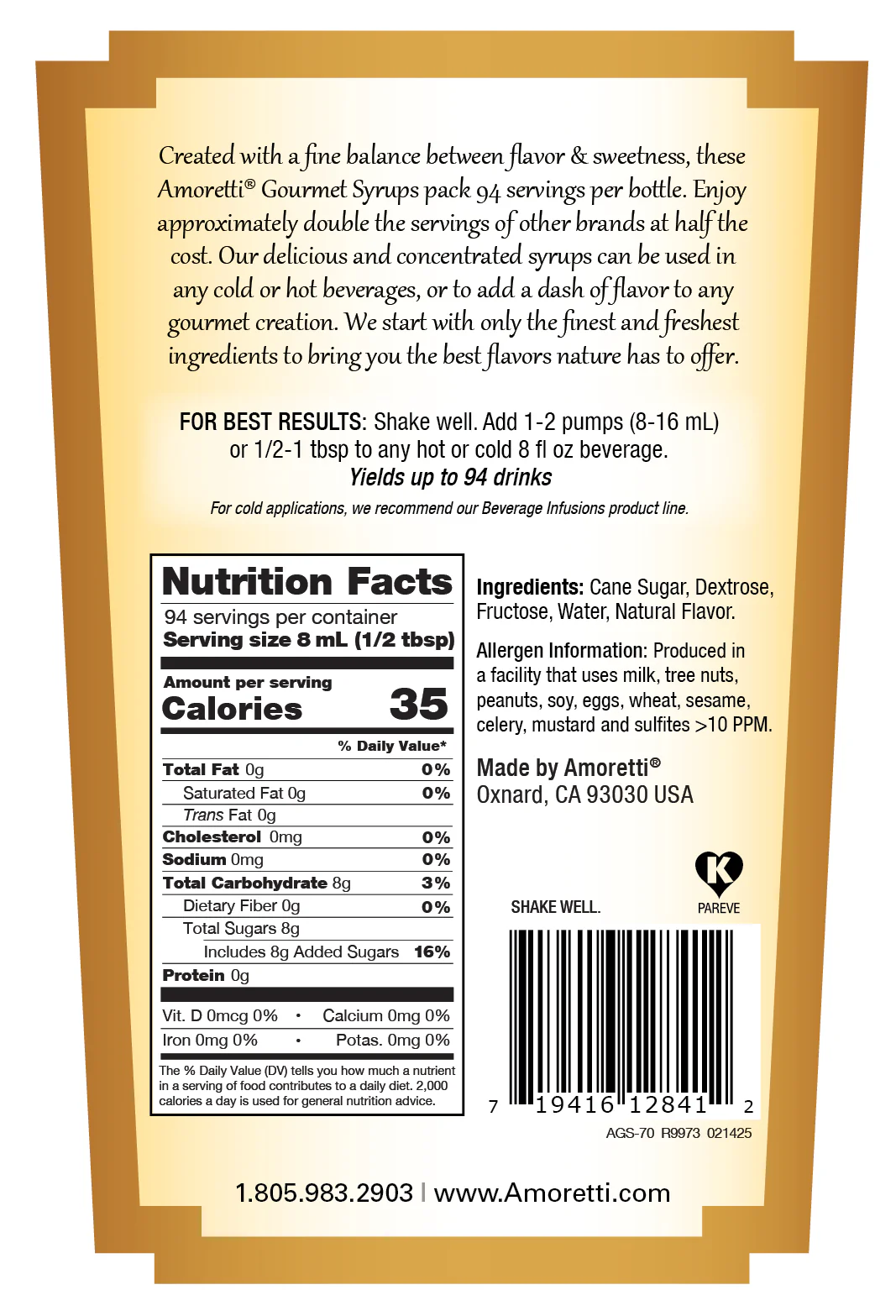 Irish Cream Gourmet Syrup - Image 2