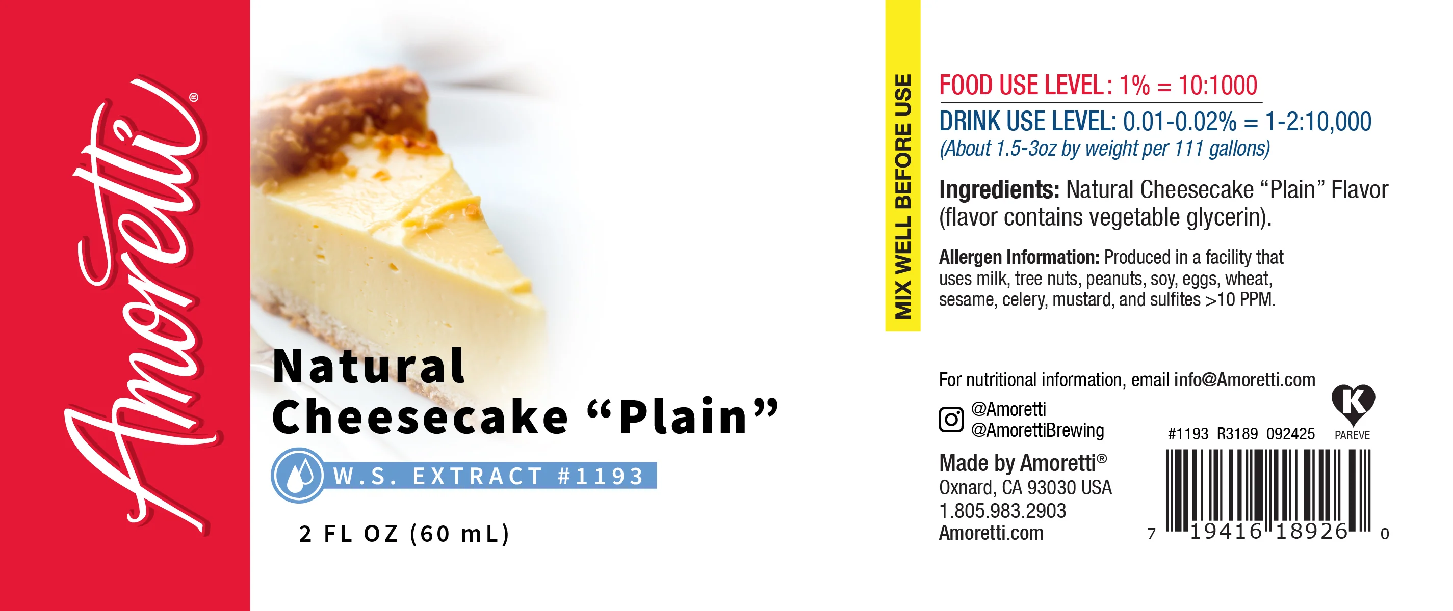 Natural Cheesecake "Plain" Extract Water Soluble - Image 2