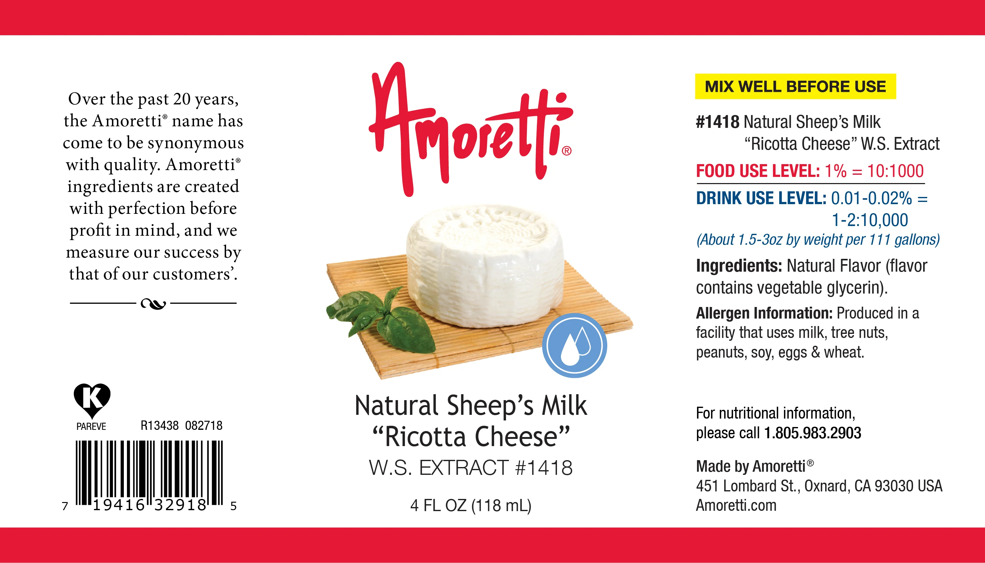 Natural Sheep's Milk "Ricotta Cheese" Extract Water Soluble - Image 2